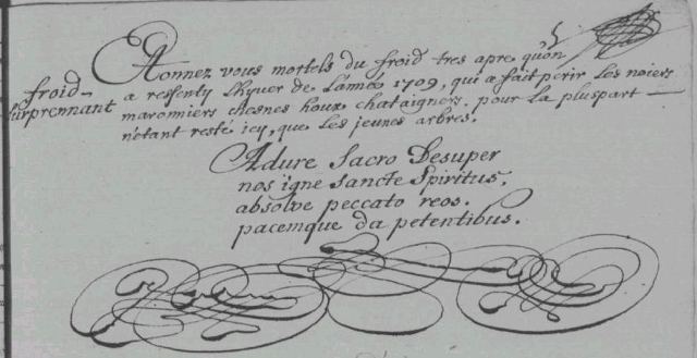 Chronique du curé de La Quinte (72), 1709