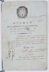 Décret de l' Assemblée nationale du 20 septembre 1792