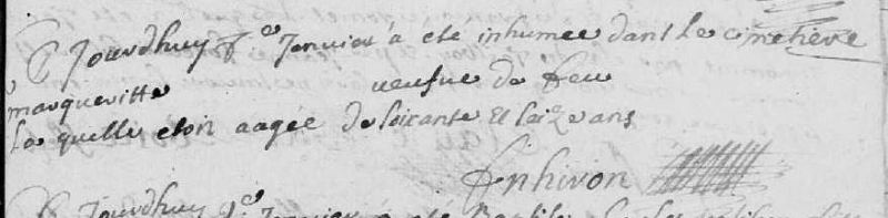 Acte de sépulture à trous, 1712, Eperrais (Orne) | AD 61 - cote E dépôt 27/3 - BMS 1679-1714 - vue 154