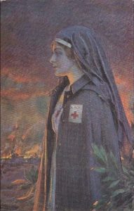 Carte Postale Ancienne - infirmière sur le front - écrite en 1917