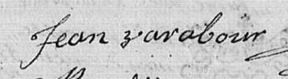 Signature de Jean VARABOUR, juin 1740, registres de Lombron (Sarthe)